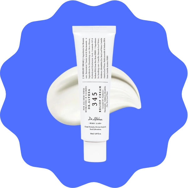A jar of Dr. Althea 345 Relief Cream for calming blemishes and redness on sensitive skin