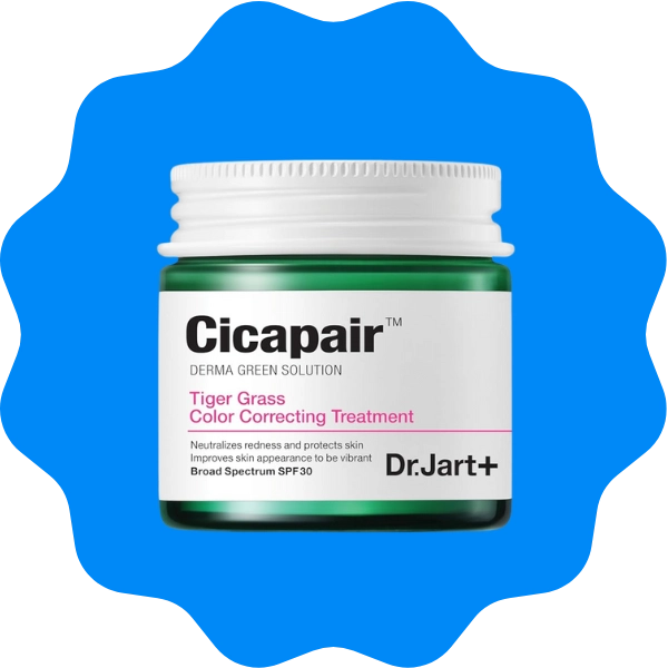 A jar of Dr. Jart+ Cicapair Color Correcting Treatment for redness and sensitive skin tone correction