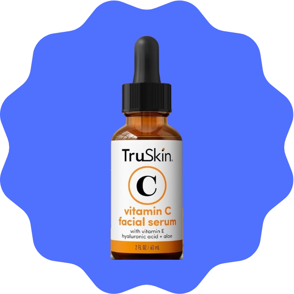 A bottle of TruSkin Vitamin C Serum for brightening dark spots and improving uneven tone