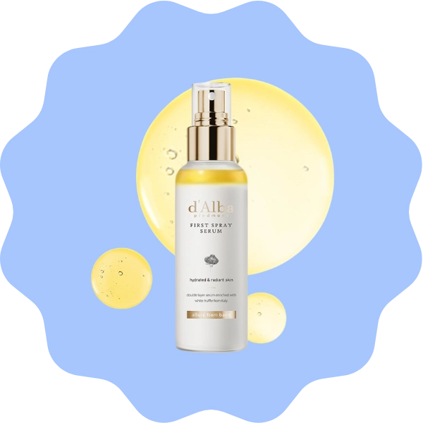 A bottle of d’alba Piedmont White Truffle First Spray Serum for glowing and hydrated skin