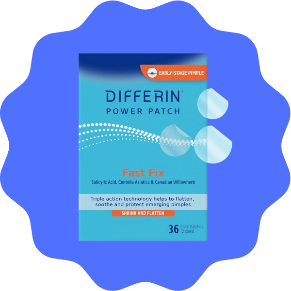 Differin medicated hydrocolloid acne pimple patches with salicylic acid and centella, fast acting spot treatment for whiteheads and inflamed pimples