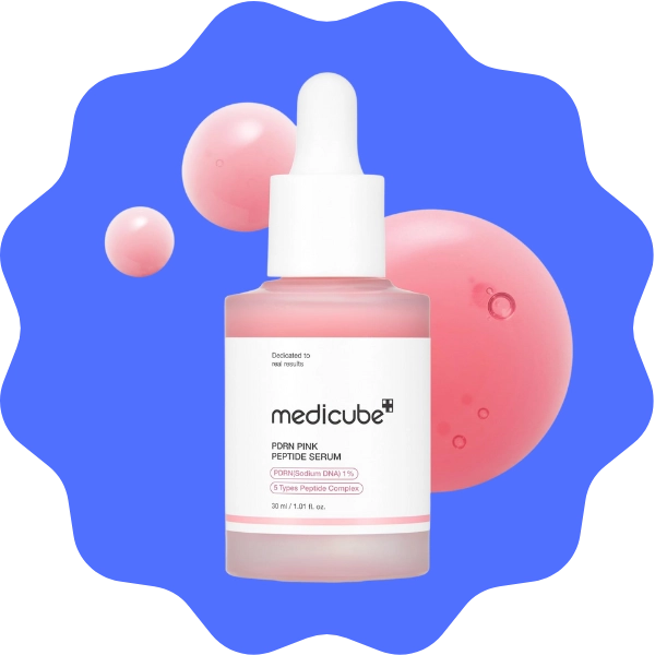 A Korean Beauty favorite pink peptide serum dropper of medicube Niacinamide Hydrating Moisturizing Skincare that's hydrating & firming with real salmon extract