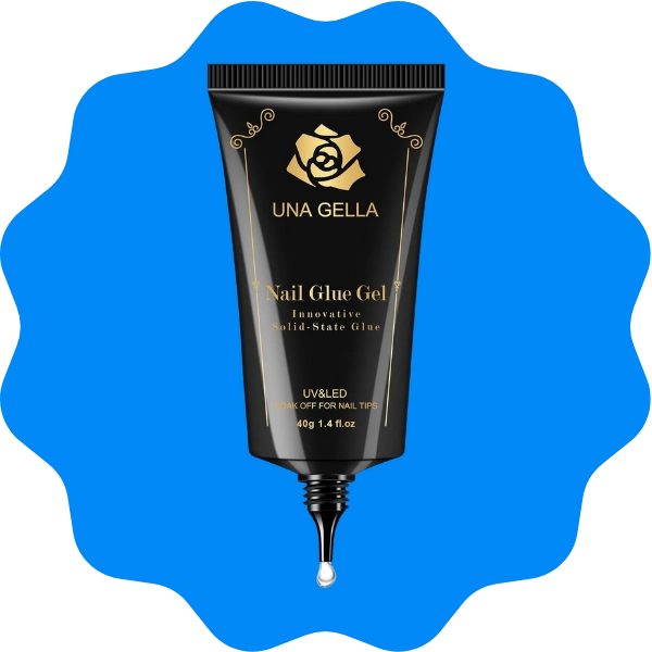 A tube of UNA GELLA Solid Gel Nail Glue for acrylic and press-on nail extensions